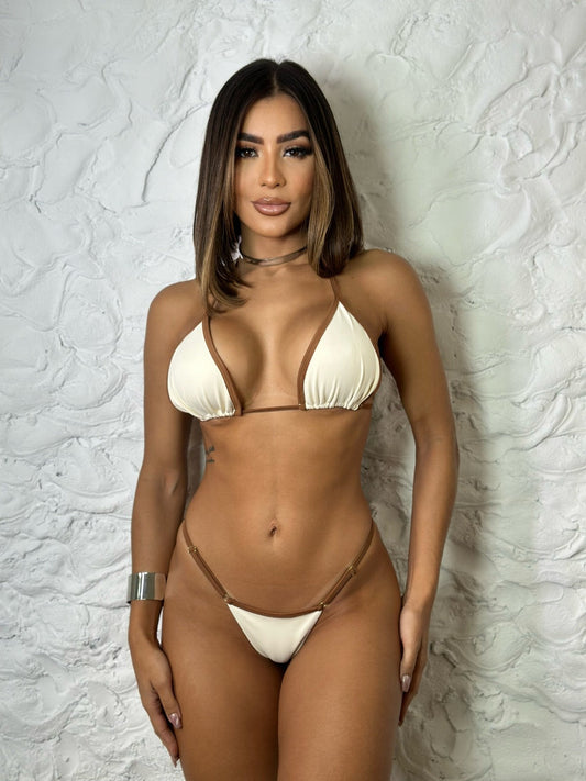 Bikini Marquinha Fita Creme Chocolate DO BRAZIL